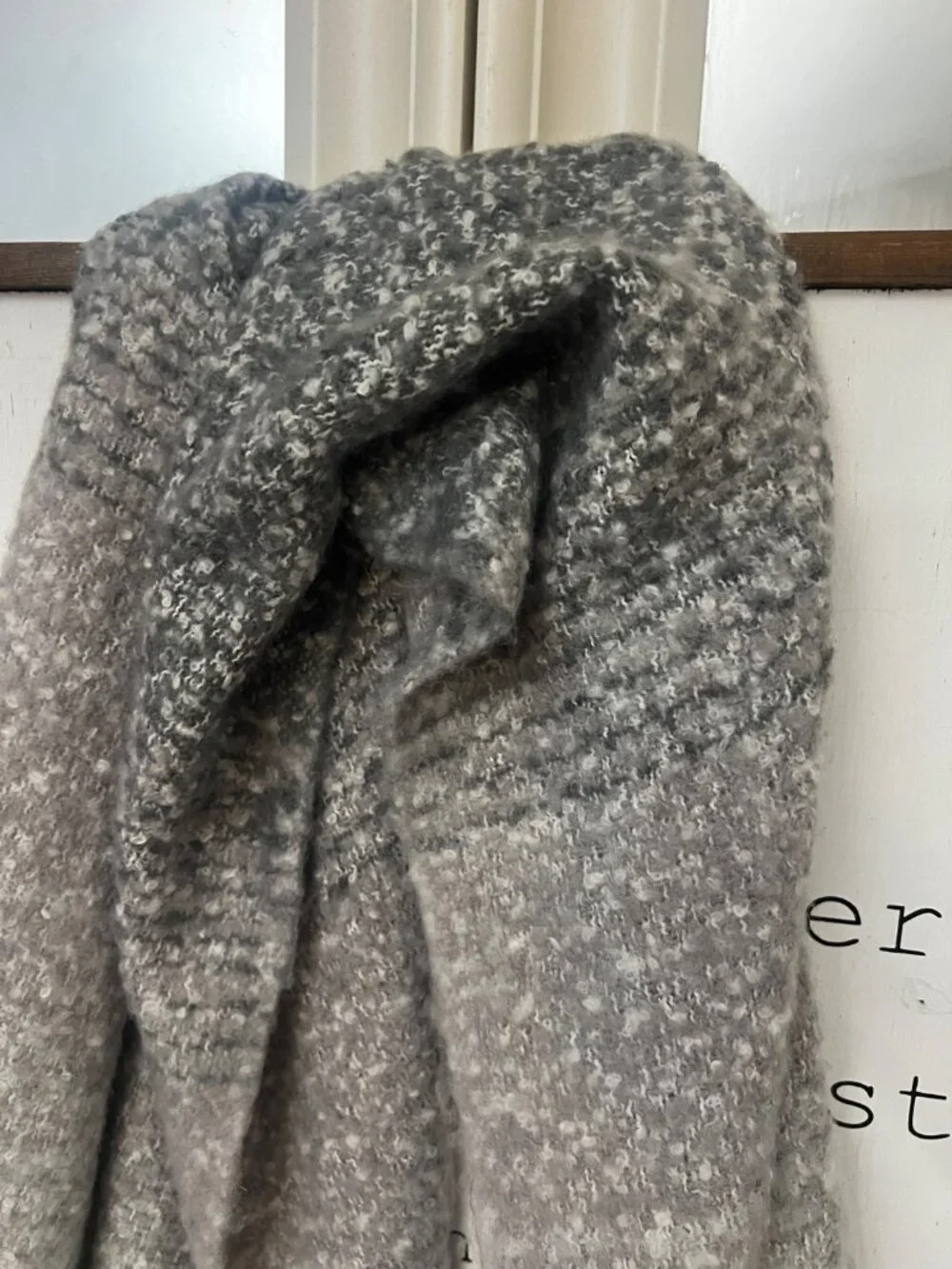 MER SEA Gray Fringe Wrap Scarf oversized 21